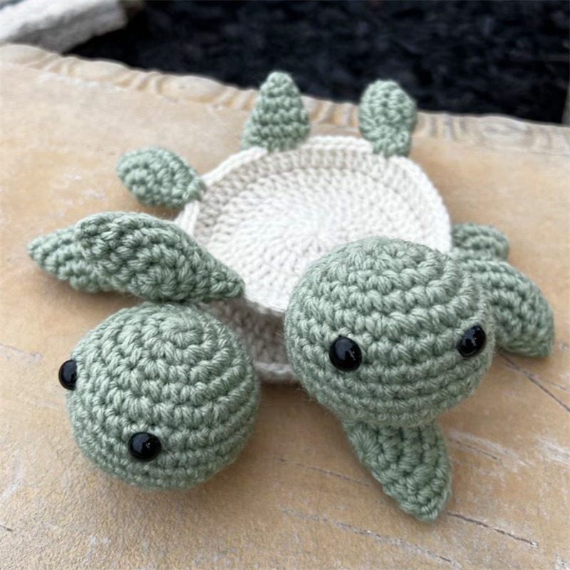 Posavasos de Ganchillo Hechos a Mano de Estilo Nuevo Transfronterizo, Lindos Posavasos de Tortuga, Producto Terminado, Aislante de Calor para Escritorio, Mantel Individual para Tazas