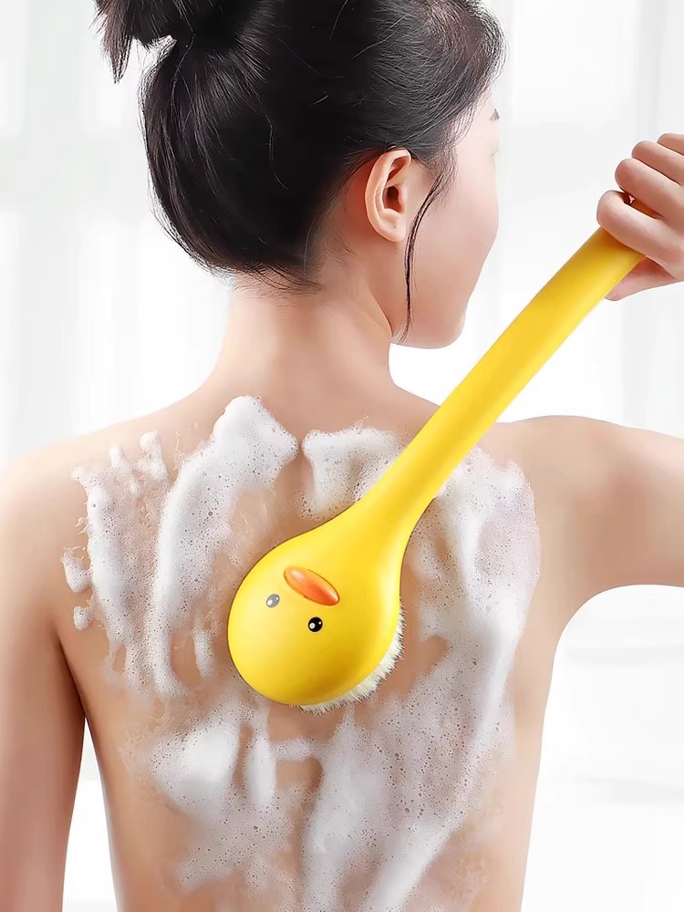 Spazzola da bagno Little Yellow Duck Magic Tool con manico lungo e setole morbide_voghion.com
