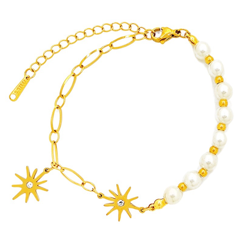 Estilo francés nicho diseño pulsera estrella perla pulsera femenina retro ins viento neto rojo joyería de moda al por mayor