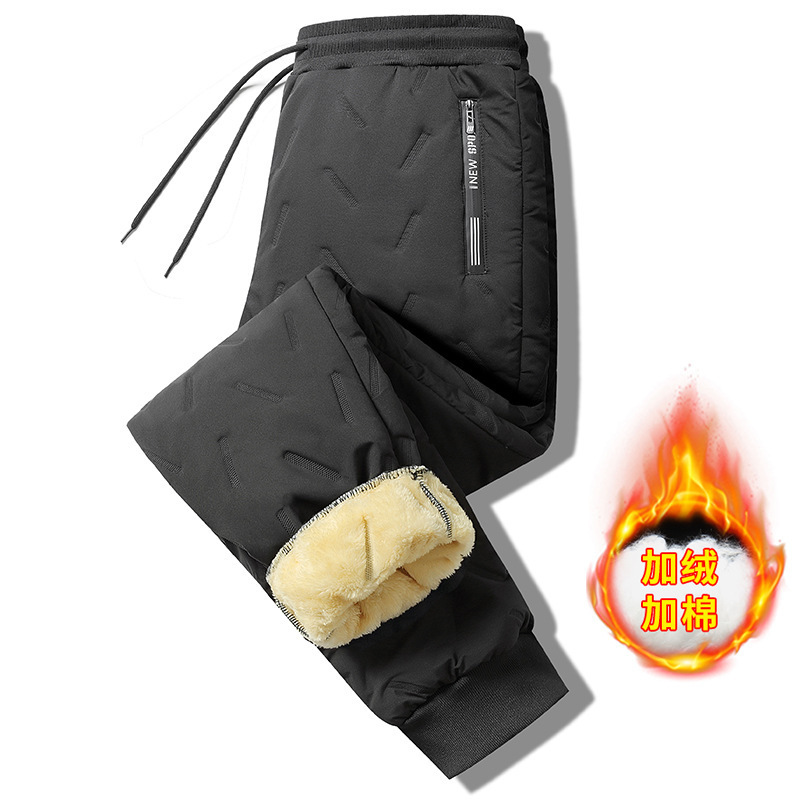 Pantalones de cachemire de cordero transfronterizo para hombres, pantalones deportivos casuales gruesos, pantalones de algodón caliente de tamaño grande, sueltos