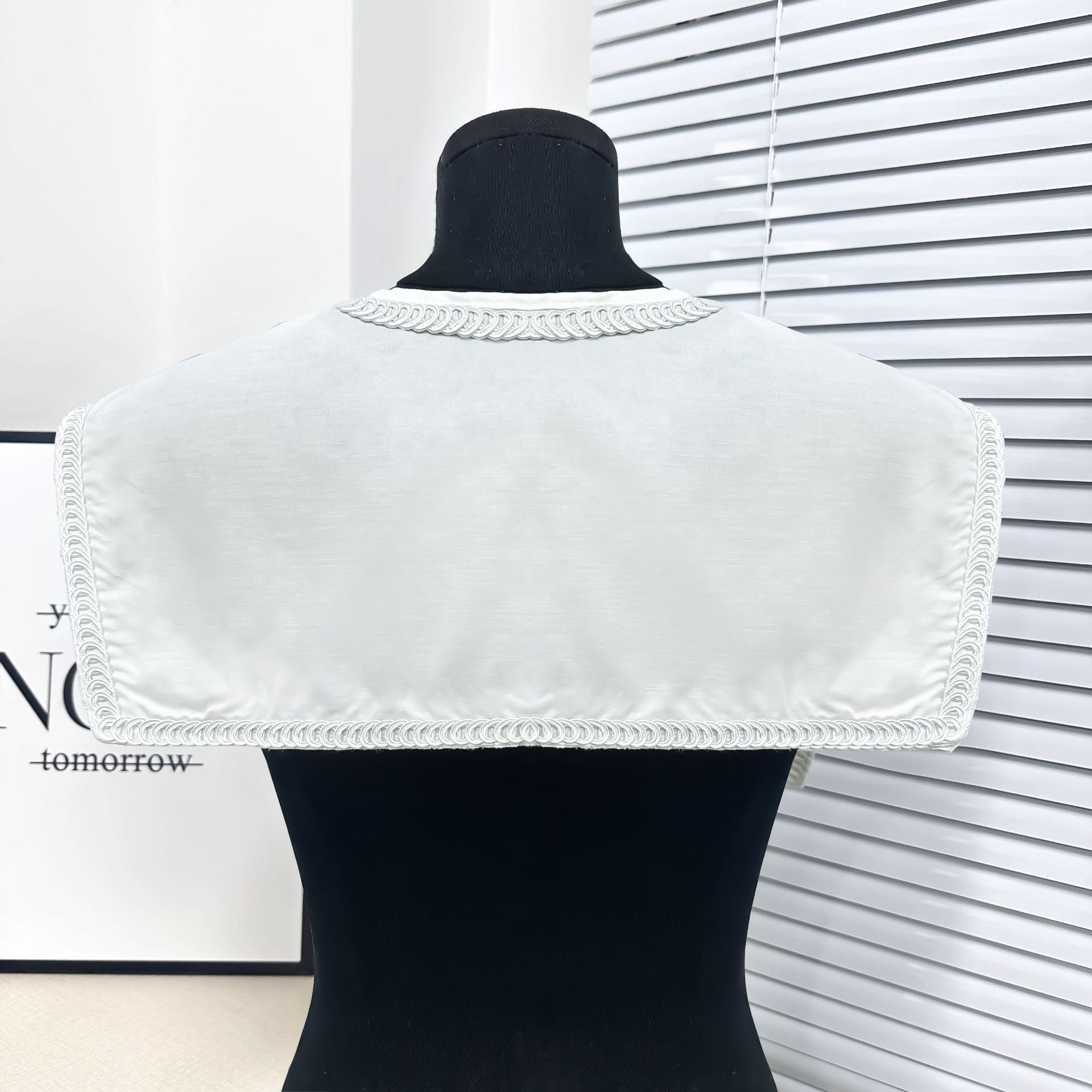 Chal grande bordado con cuello falso blanco, camisa de manga corta de verano, accesorios de bricolaje de todo fósforo