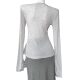 Qianyu 2024 Summer New V-neck Long-sleeved Knitted Top Draped All-match Soft Waxy Grey A- line Long Dress for Women