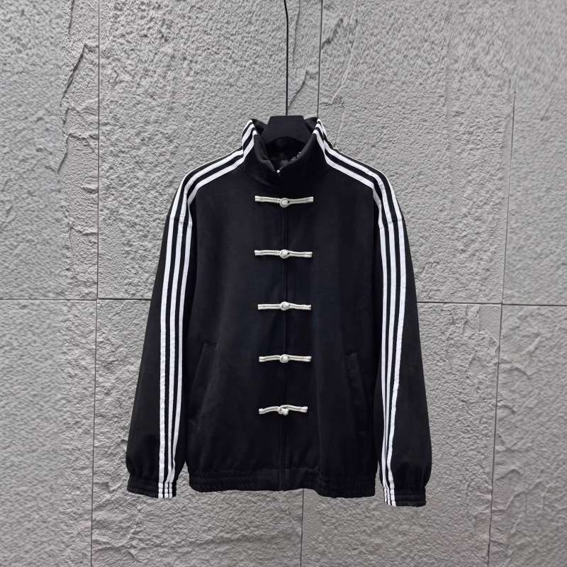 15-Color Cross-Border High-End Version Chinese-Style Three-Stripe Tang Suit in Stock Sports Striped Suede Button Jacket 15-Color Cross-Border High-End Version Chinese-Style Three-Stripe Tang Suit in Stock Sports Striped Suede Button Jacket