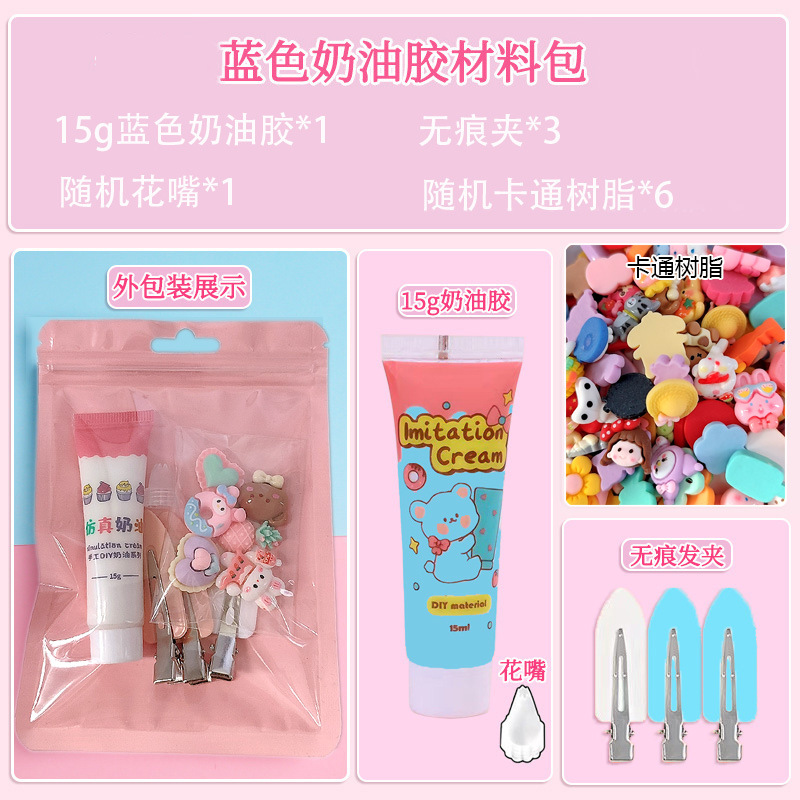 Blue cream hairgrip, materials set