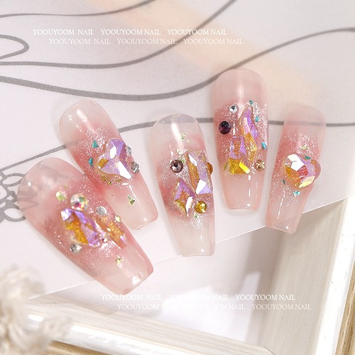 20pcs Elf nail art beauty jewelry wholesale shaped champagne aurora diamond diy flat bottom drill nail decoration diamond