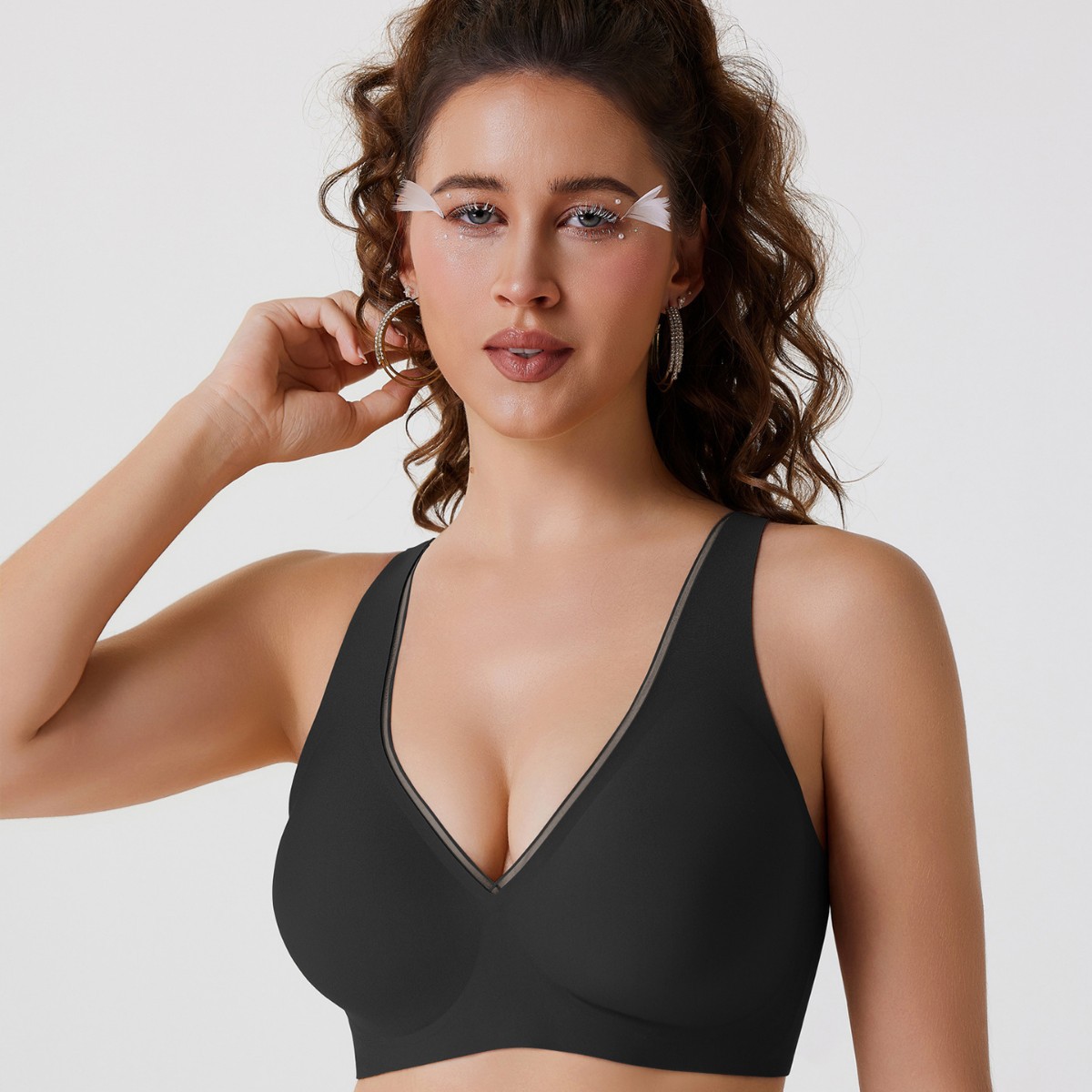 Amazon explosión actualización de comercio exterior transfronterizo sin anillo de acero sin marcas de jalea ropa interior de mujer profunda V colapse sujetador