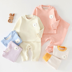 羊絨蠶絲秋冬嬰兒套裝新生兒加厚保暖內衣褲0-12個月寶寶秋衣褲