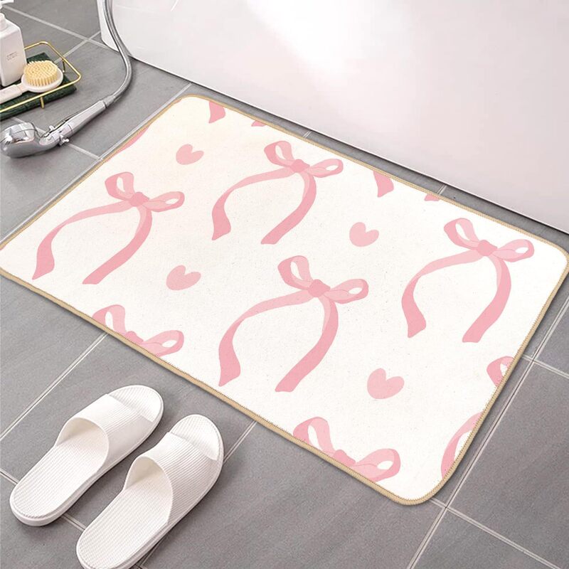 Cross-Border Bow Imitation Cashmere Bathroom Entrance Door Floor Mat Foot Mat Floor Mat Household Non-Slip Entrance Mat