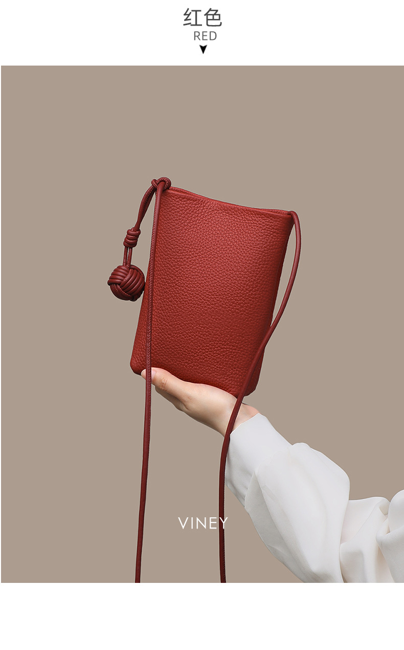 Túi đeo chéo nữ mini dáng đứng thời trang hè — Màu đỏ chi tiết 12