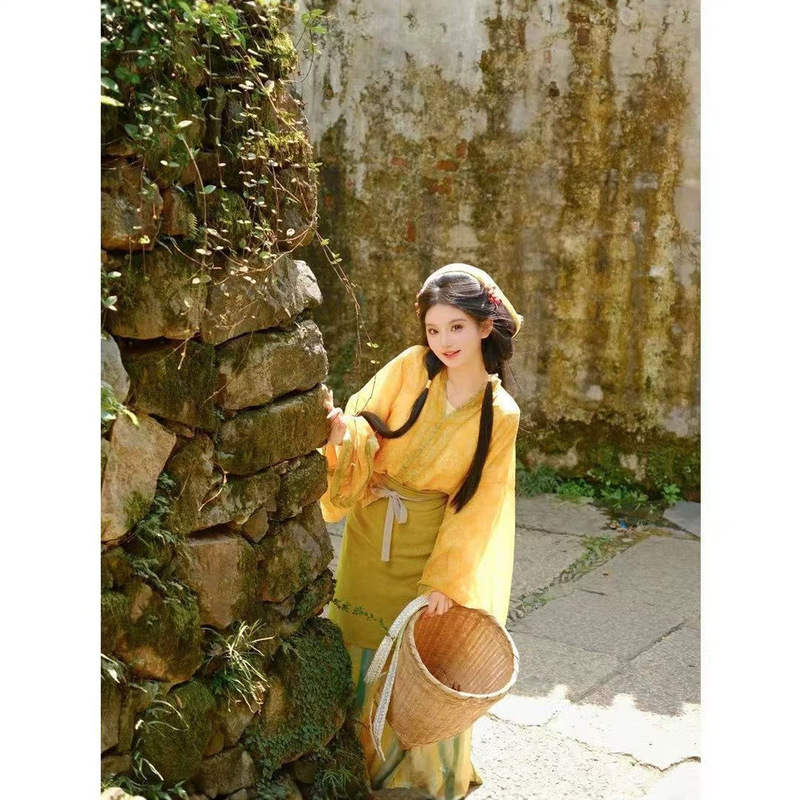 New Style Civilian Hanfu Wei Jin Northern and Southern Dynasties Pastoral Style Farming Ancient Costume Performance Han Elements Ruqun Adult Set for Women