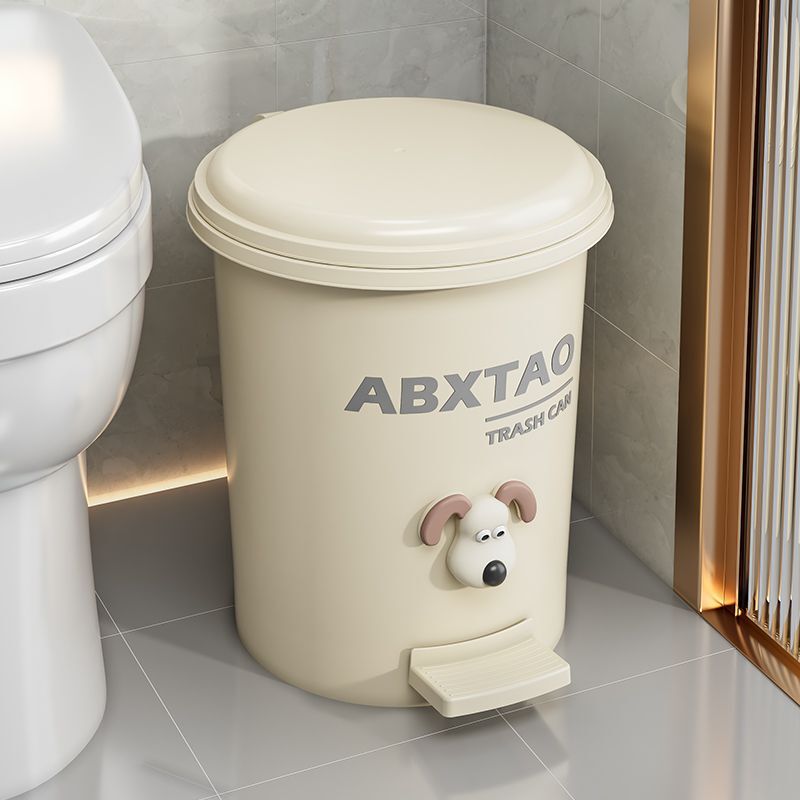 Trash Can Household New Bathroom Toilet Foot-Operated Kitchen Large Capacity Dormitory Living Room Paper Basket with Lid Plastic