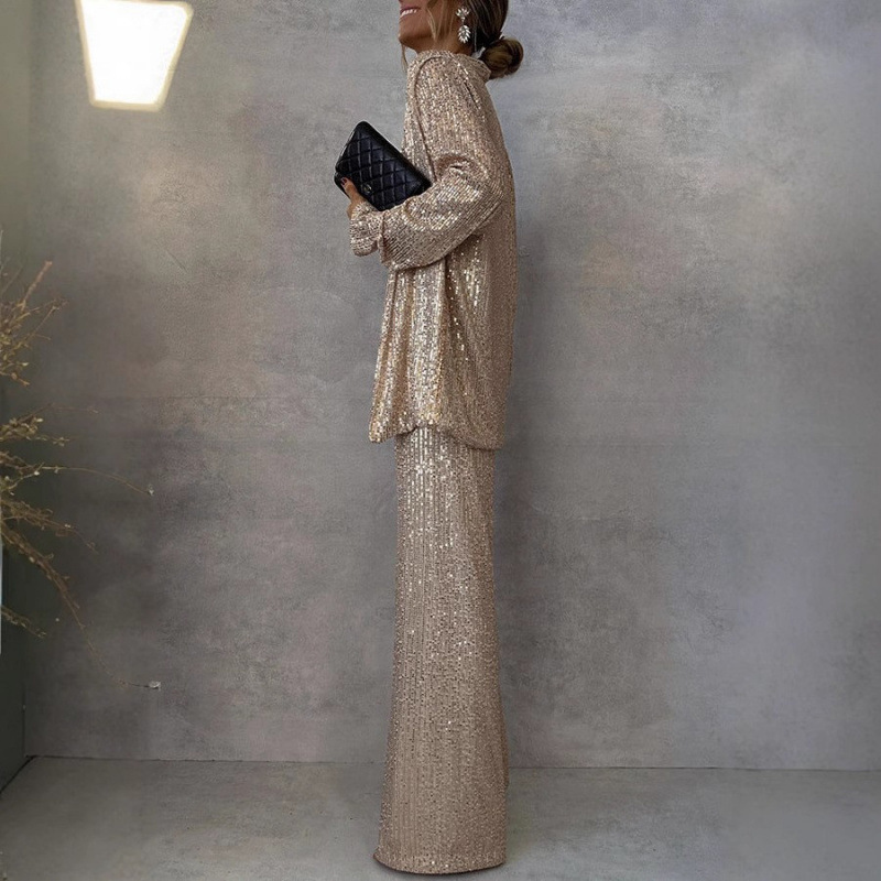 Spring 2023 Three-Color Pearl-Striped Suit With High-Waisted Fashion Casual Pants Two-Piece Set_ecoleips.com