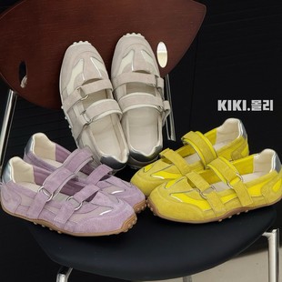 Retro Flat Soft Bottom Mesh Casual Shoes Women's 2025 New Niche Design All-match Velcro German Training Shoes Trendy