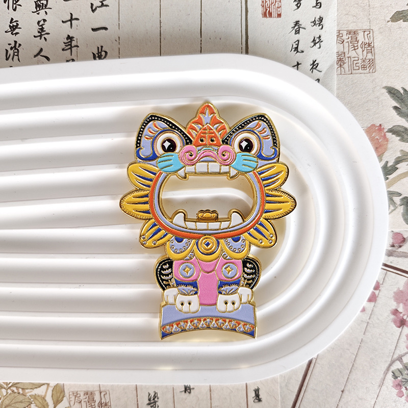 云南镇宅金属瓦猫开瓶器冰箱贴国潮招财猫木质磁吸贴文创品磁吸贴|undefined