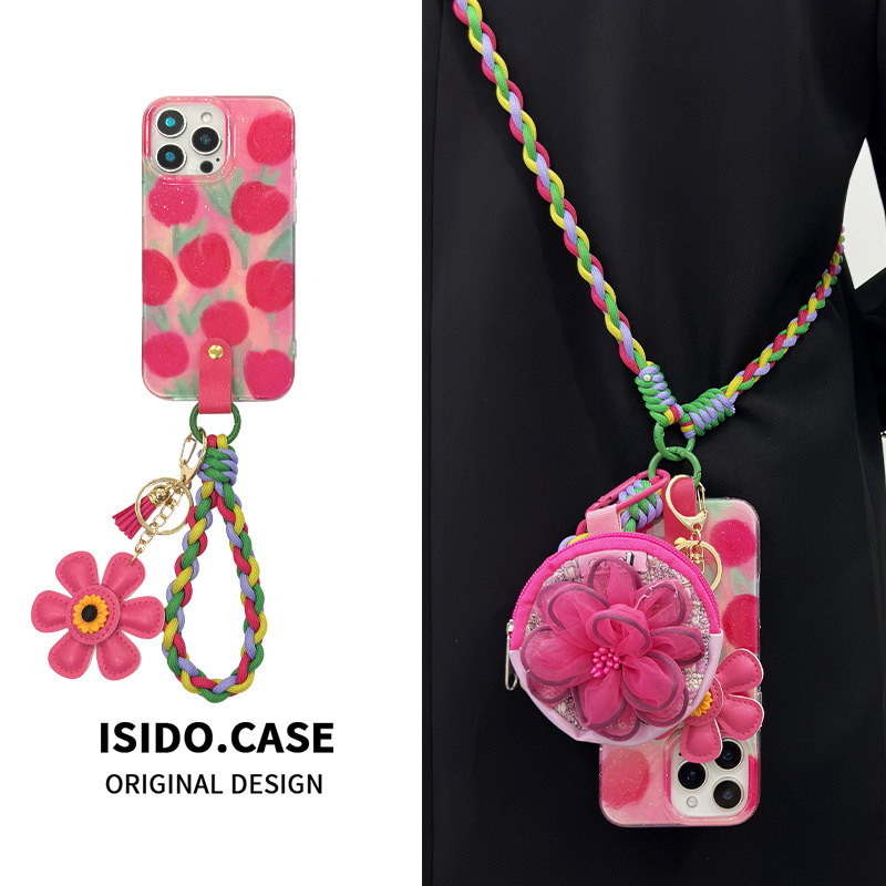 Spring ins brillo tulipanes para iphone15 diagonal 16ProMax funda para teléfono 13 Apple 14P femenino 16