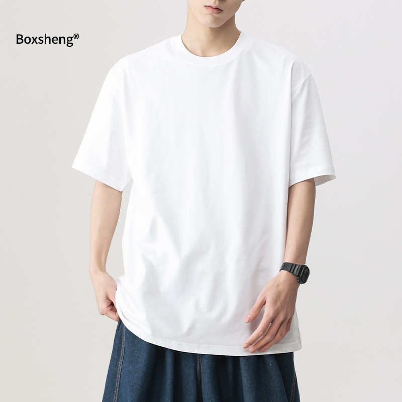 Wholesale Short-Sleeved T-Shirts for Men, Summer Thin Loose-Fitting Solid Color Casual Tops, 2026 New Model, 230g Pure Cotton Base Shirt