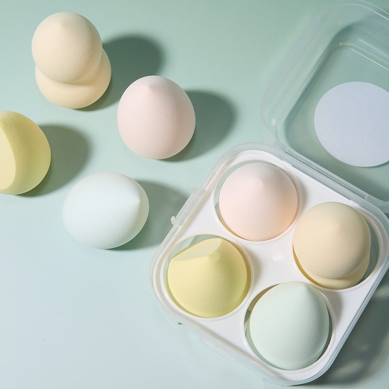 LMLTOP transfronterizo exclusivamente para huevos de belleza con cáscara de huevo VN juego de 4 piezas de calabaza corte oblicuo gotas de agua soplo de polvo TOP-092