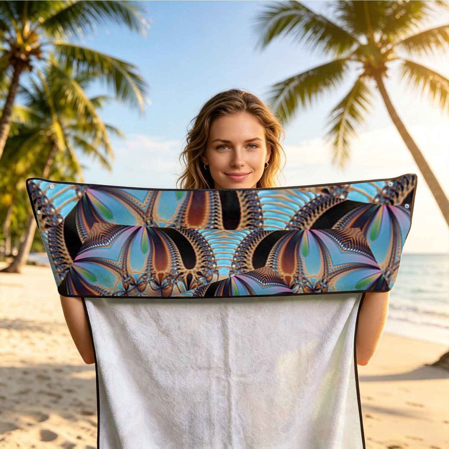 Geometric Bath Towel Car Seat Cover 2-in-1 Microfiber Outdoor Beach Car Dual-Use Universal Seat Cushion