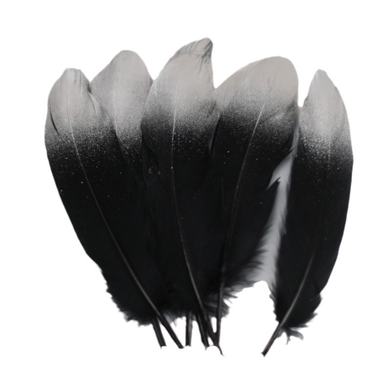 Plumas negras al por mayor diy materiales hechos a mano bolsas accesorios accesorios para niños jardín de infantes creativo curso de arte
