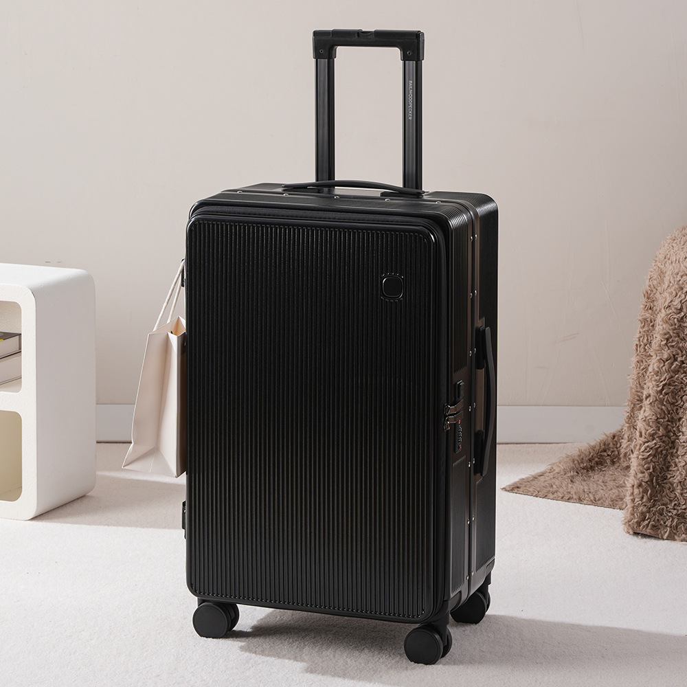 Baja de viaje con tapa abierta delantera, marco de aluminio grueso, caja de tracción, maleta de embarque, maleta con ruedas universales de gran capacidad, maleta