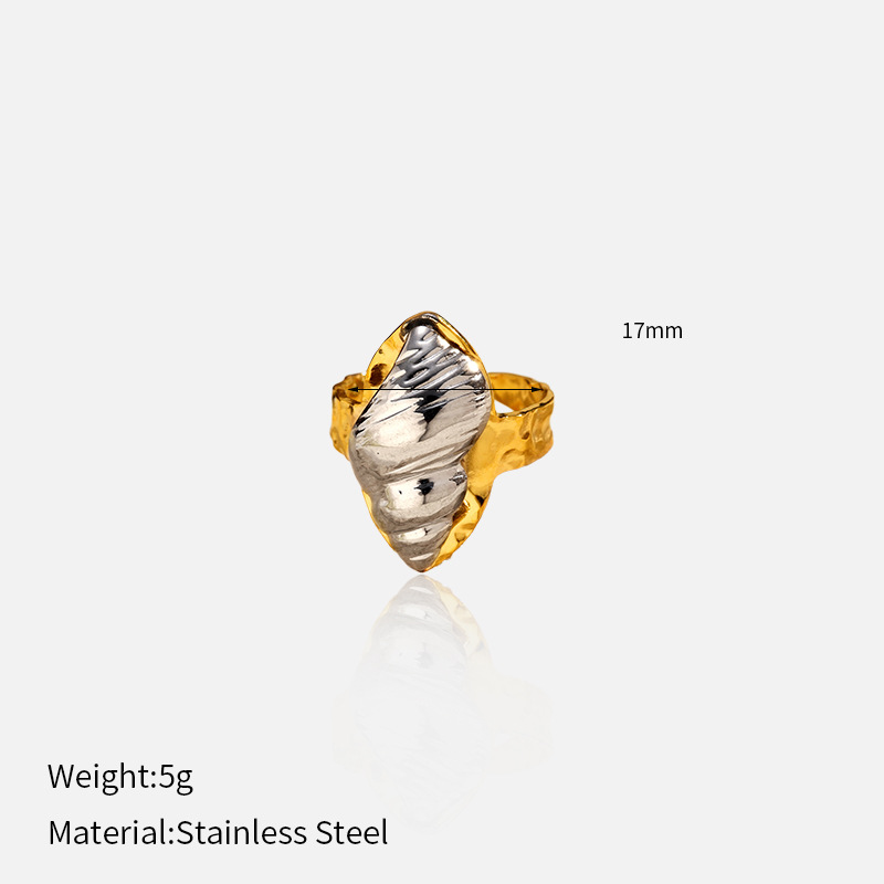 Anillo de acero inoxidable de oro de acero de dos colores, estilo de lujo ligero y estilo de estilo, anillo de acero de titanio abierto