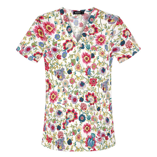 Printed T-shirt short-sleeved V-neck dental oral wash clothes beauty salon pet hospital doctor nurse work clothes cotton