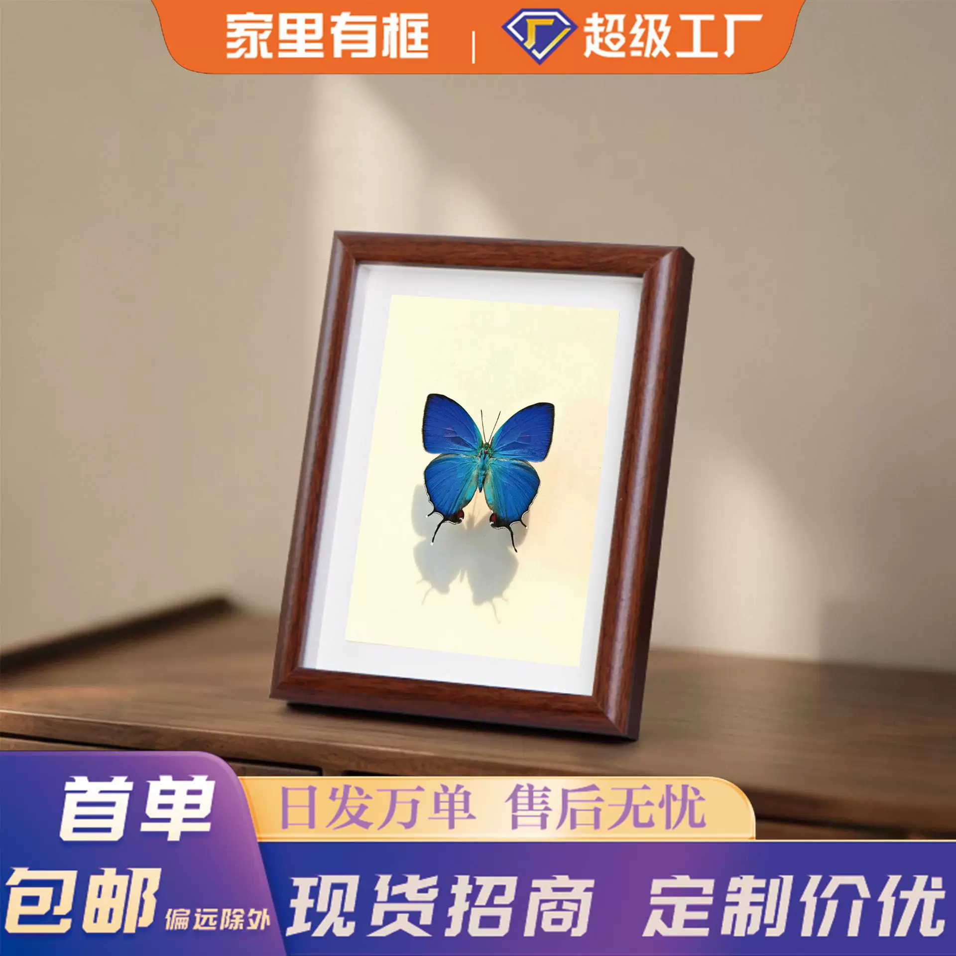 中空标本相框空框摆台简约创意diy摆件4寸5寸木质相框书法字画框