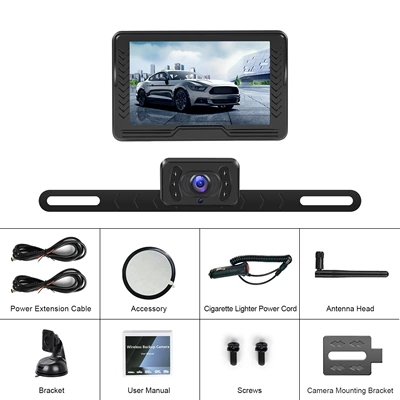 Cross-border 5inch HD AHD Car Monitor Digital Wireless Single-Channel Video Input Reverse Rearview Camera (Car display) - 5inch-digital-wireless-one-to-one-display-long-short-license-plate-holder-factory-standard-configuration