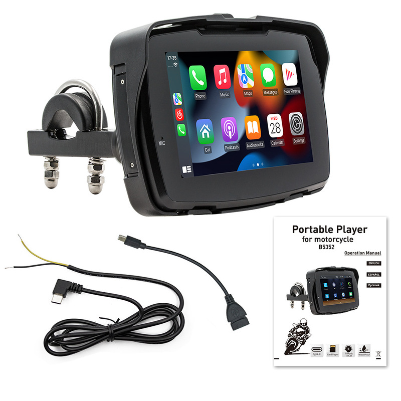 5inch オートバイポータブル車 MP5 プレーヤーワイヤレス carplay HD タッチスクリーン防水ナビゲーション|undefined