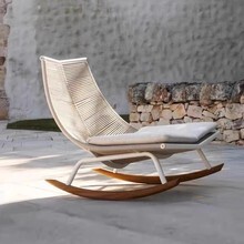 Leisure Rocking Chair Small Sofa Outdoor Balcony Rattan Lazy Rocking Chair Household Three-piece Set Nordic Garden Furniture