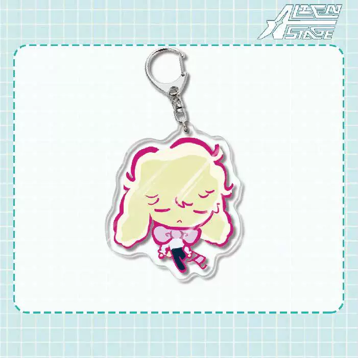 Acrylic keychain (Alien Stage) Mizi Sua, double‑sided 6 cm, metal ring & clasp