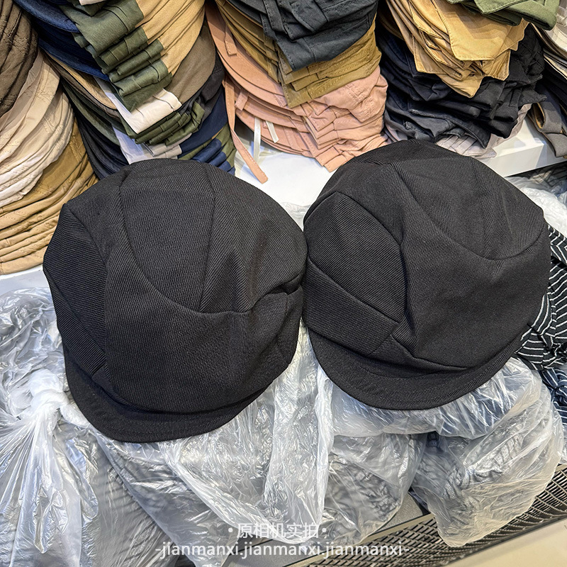 2025新款黑色纯色定型褶皱报童帽女秋季不规则设计时尚百搭贝雷帽|undefined