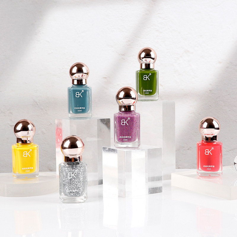 BK nuevo esmalte de uñas de color sin hornear aceite duradero no pelable blindaje de gran capacidad color desnudo botella de tienda sólida 15ml