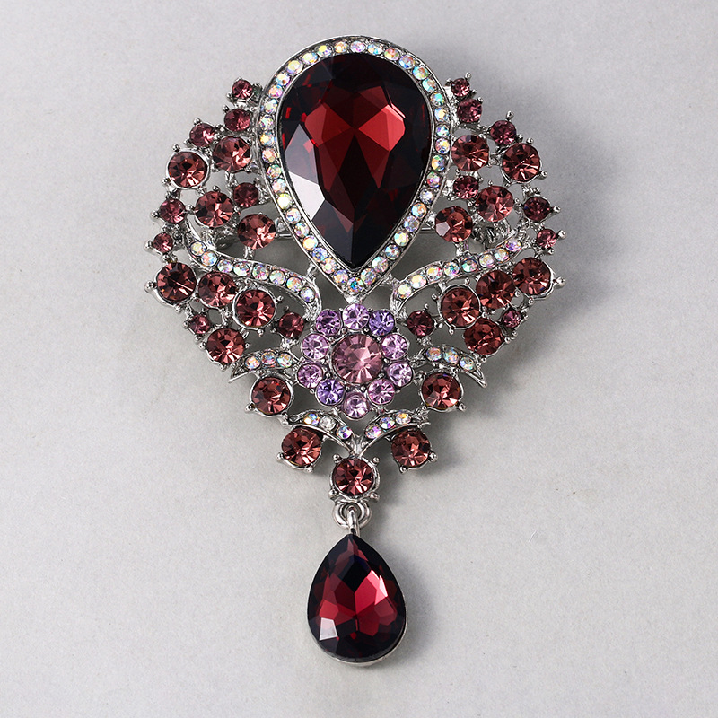 Broche en cristal de luxe européenne et américaine pour femme, broche florale à porter à la main pour décoration de mariage, assortie_voghion.com