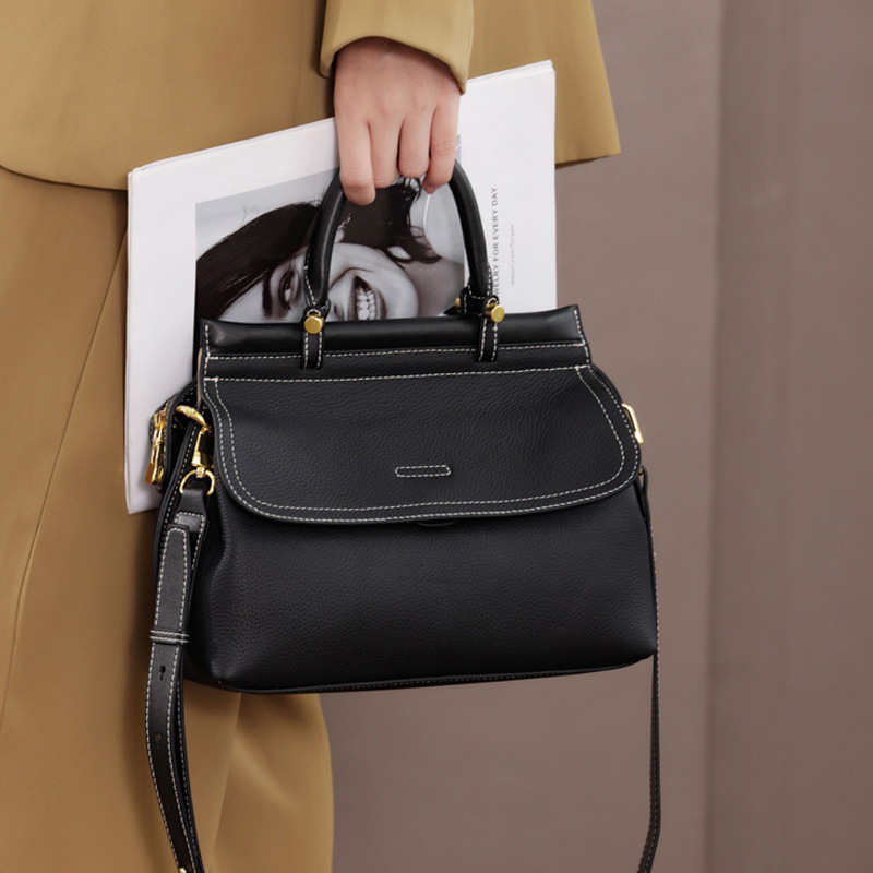 Genuine Leather Women's Bag 2025 New Crossbody Bag Versatile First Layer Cowhide Soft Leather Commuter Large Capacity Shoulder Bag Women's Handbag