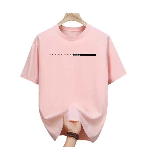 Men's Pure Cotton Casual Loose Fit Large Letter Print Crew Neck Short Sleeve T-Shirt Top Streetwear Suitable For Both Men And Women