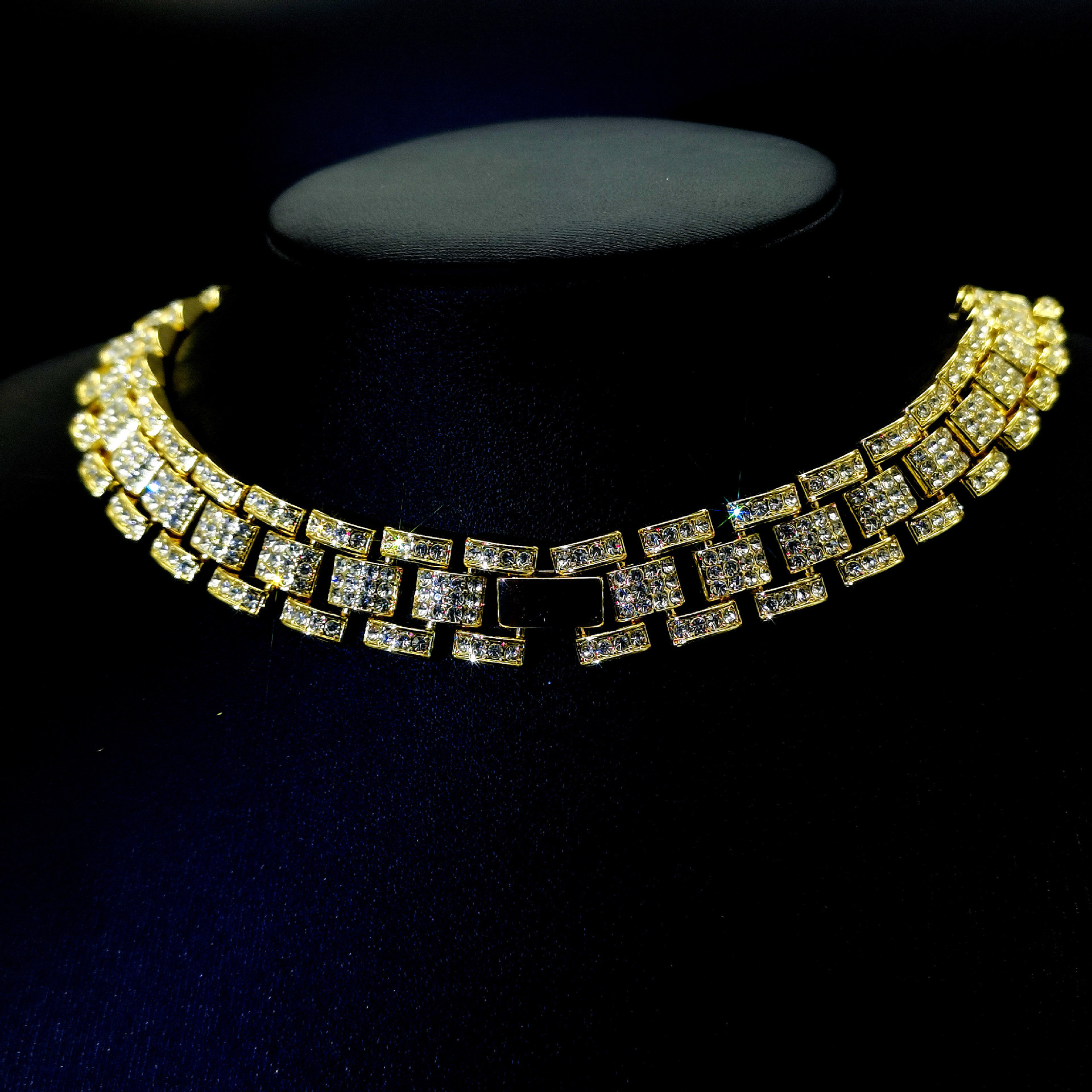 Hip Hop Trendy Cuban with Diamond Bracelet 16mm Watch Chain for Men and Women Hiphop Necklace_voghion.com