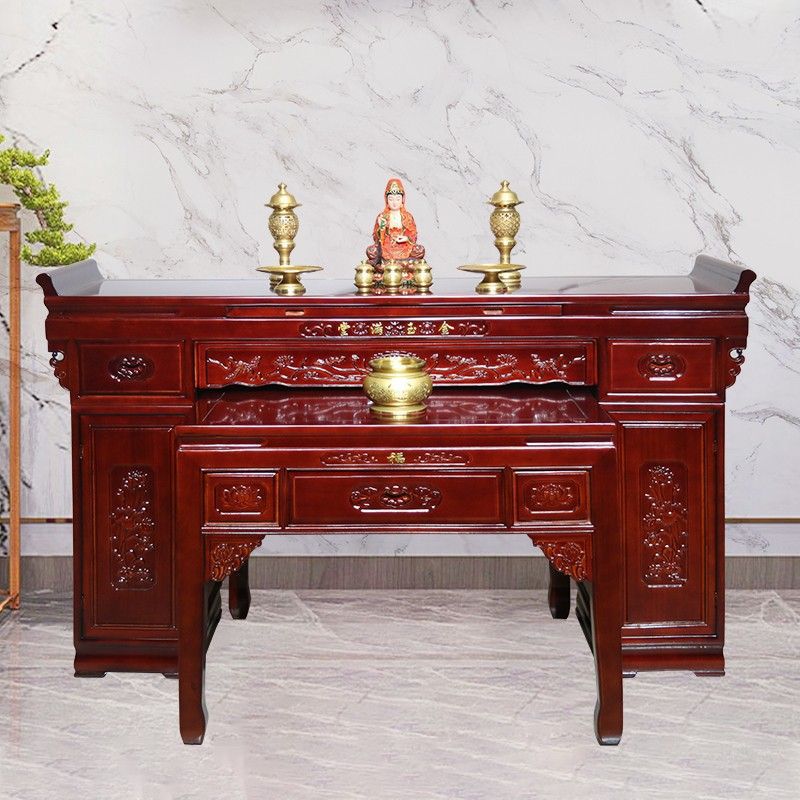 Solid Wood Altar Table for Home Use, Rural Living Room Buddha Table Cabinet