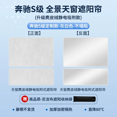 Sunshade, E300 Roof Sunshade, Sun shade - mercedes-benz-s-class-2018-2025-silicone-sunroof-sunshade-static-cling-suede-beige