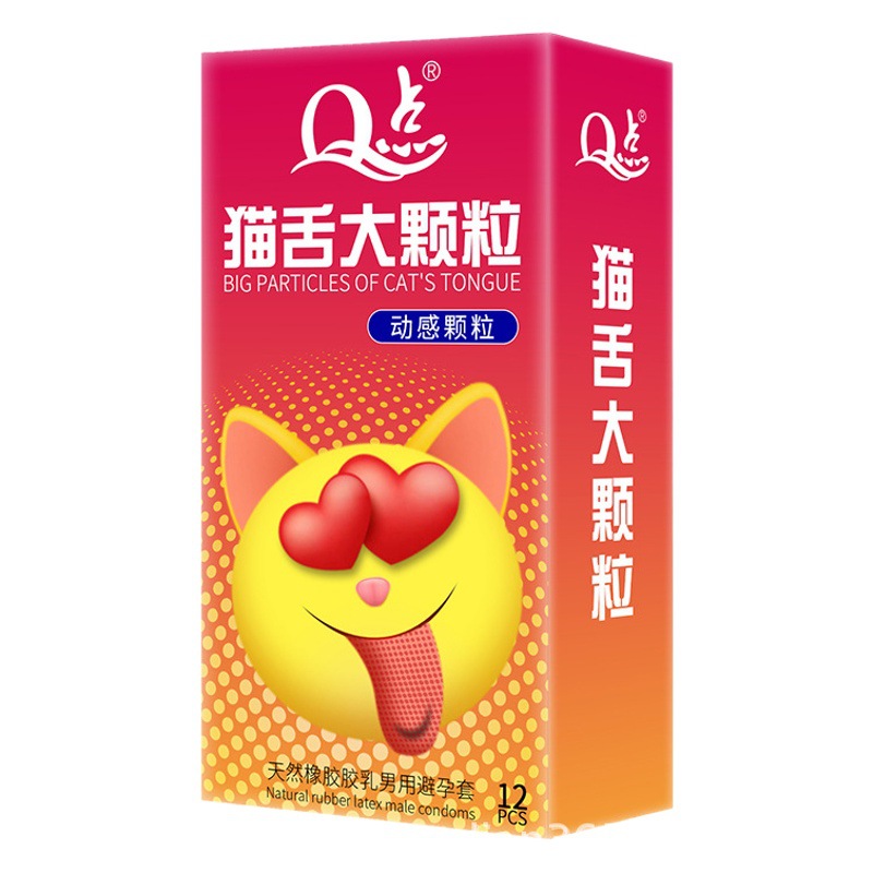 Q-punto gato lengua Lobo diente partícula grande ácido hialurónico condón retrasado de larga duración productos sexuales para adultos condón