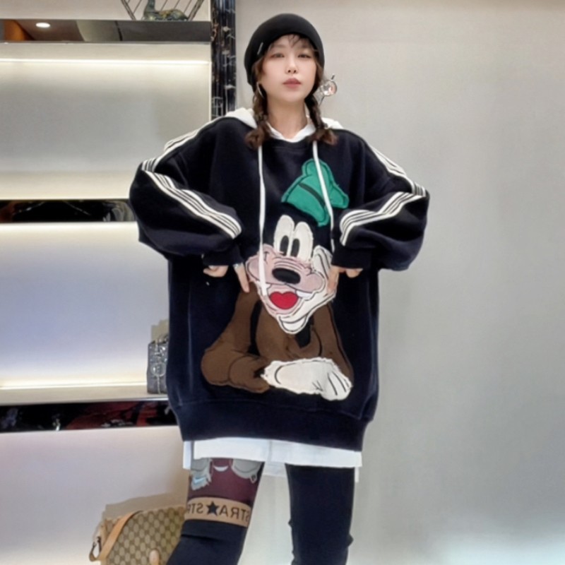 Productos europeos y camisa de terciopelo gruesa dibujos animados 2025 invierno nuevo estilo de bordado de moda media y larga suelta chaqueta de mujer en la cabeza image 8