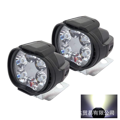 Universal External 6-Led Motorcycle Spotlight, Electric Vehicle Auxiliary Led Headlight, External Modified Car Light (Motorcycle headlights, headlights) - white-two-pack