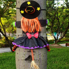 ハロウィン オレンジ髪の魔女 樹にぶら下がる装飾 魔女ガーデン ハンギングデコレーション 魔女が木にぶら下がる 魔女工場