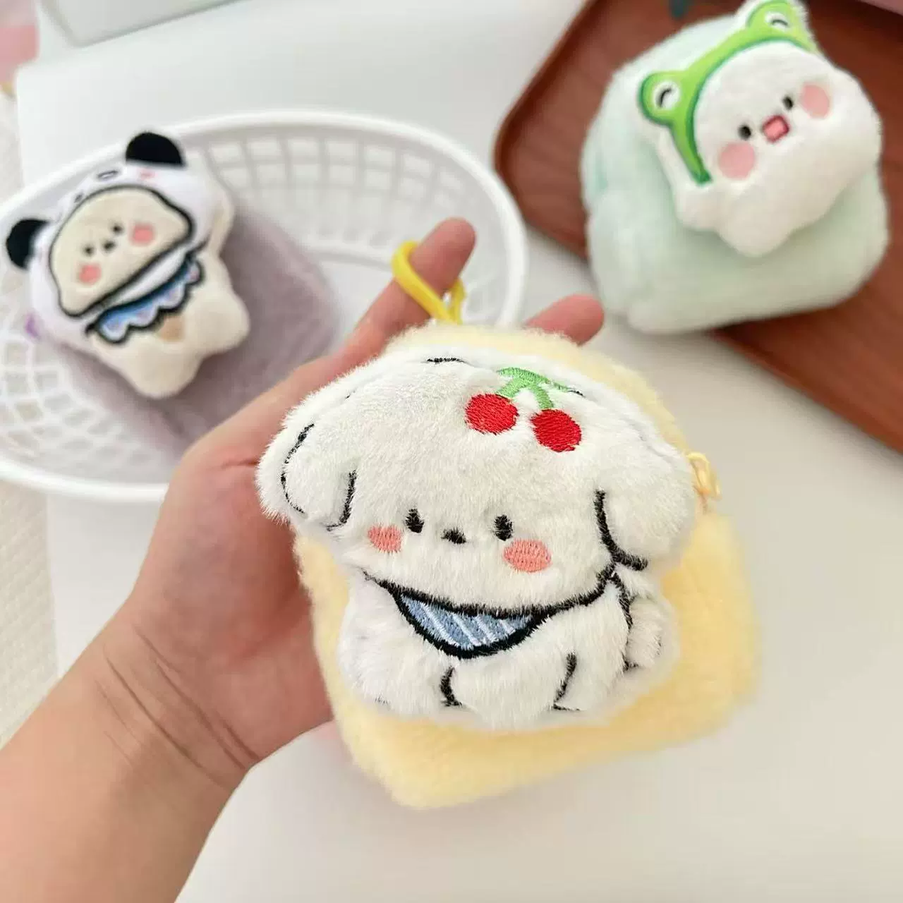 Малый милый кошелёк, карман для органайзера с мультфильмами, держатель для карт, брелок, аксессуар для рюкзака, плюшевый