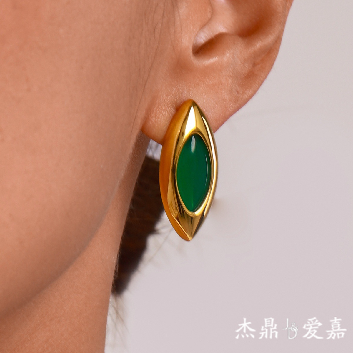JEDING europa y americana pernos de acero inoxidable ágata de alta calidad pendientes retro pendientes de acero de titanio pendientes joyas transfronterizas