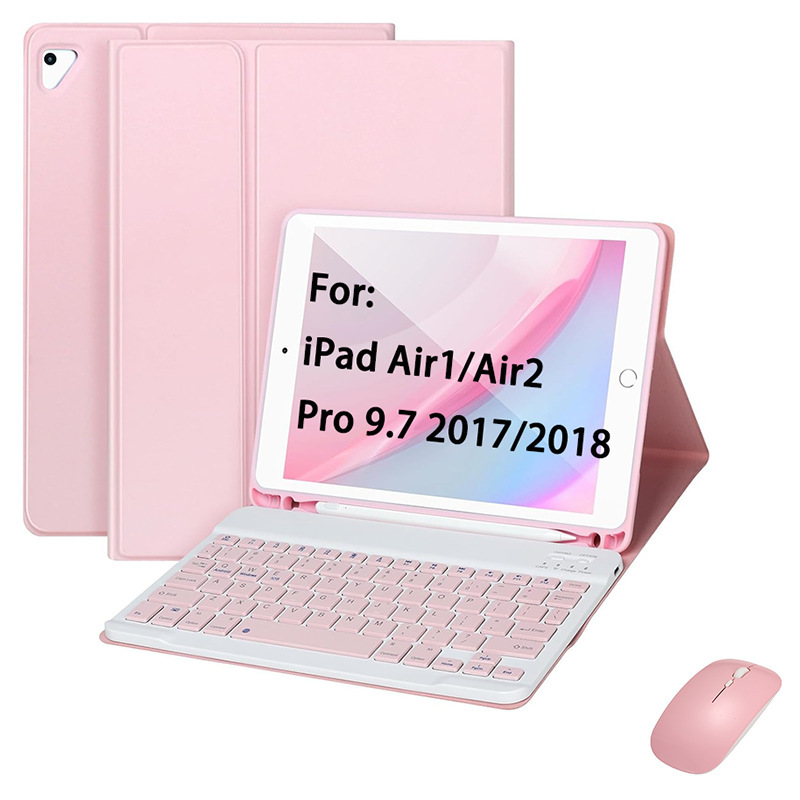 9.7-inch Protective Shell for iPad Tablet Air2/Air1 Detachable Wireless Bluetooth Keyboard Pen Slot Leather Case