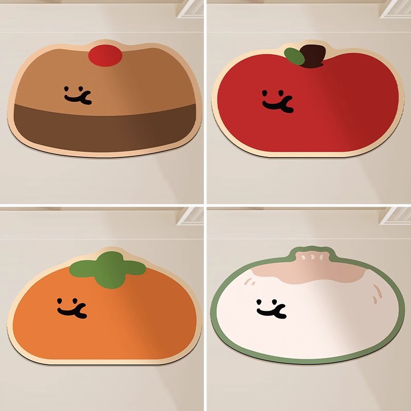 Dopamine Creative Absorbent Mat Bathroom Toilet Cute Funny Expression Smiley Carpet Scrub-Free Quick-Drying Foot Mat