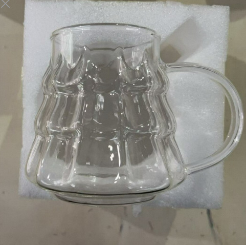Red celebrity ins viento transparente mangas de cristal taza de agua de Navidad alta borosilicona vidrio jugo de bebida fría