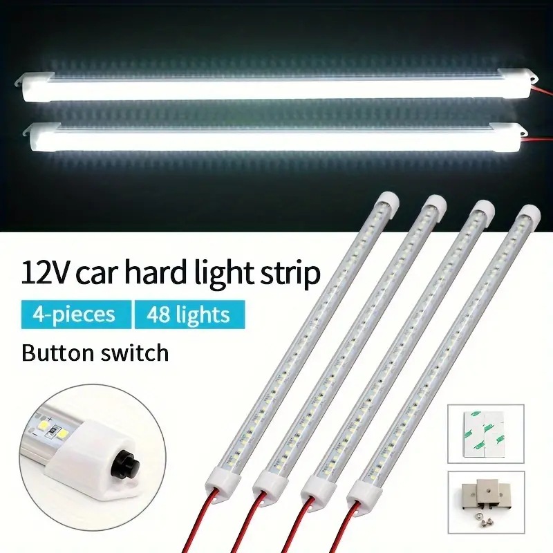 LED barra de luz de carro con interruptor con imán adhesivo cabina tronco iluminación interruptor barra de luz 4-pack RV Luz