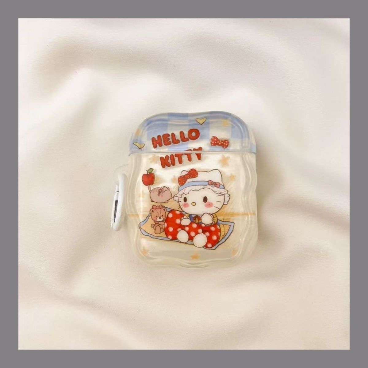 Kitty Gato Peach Bear Picnic para AirPods 4 generación de auriculares AirPodspro3 cubierta de Bluetooth Apple
